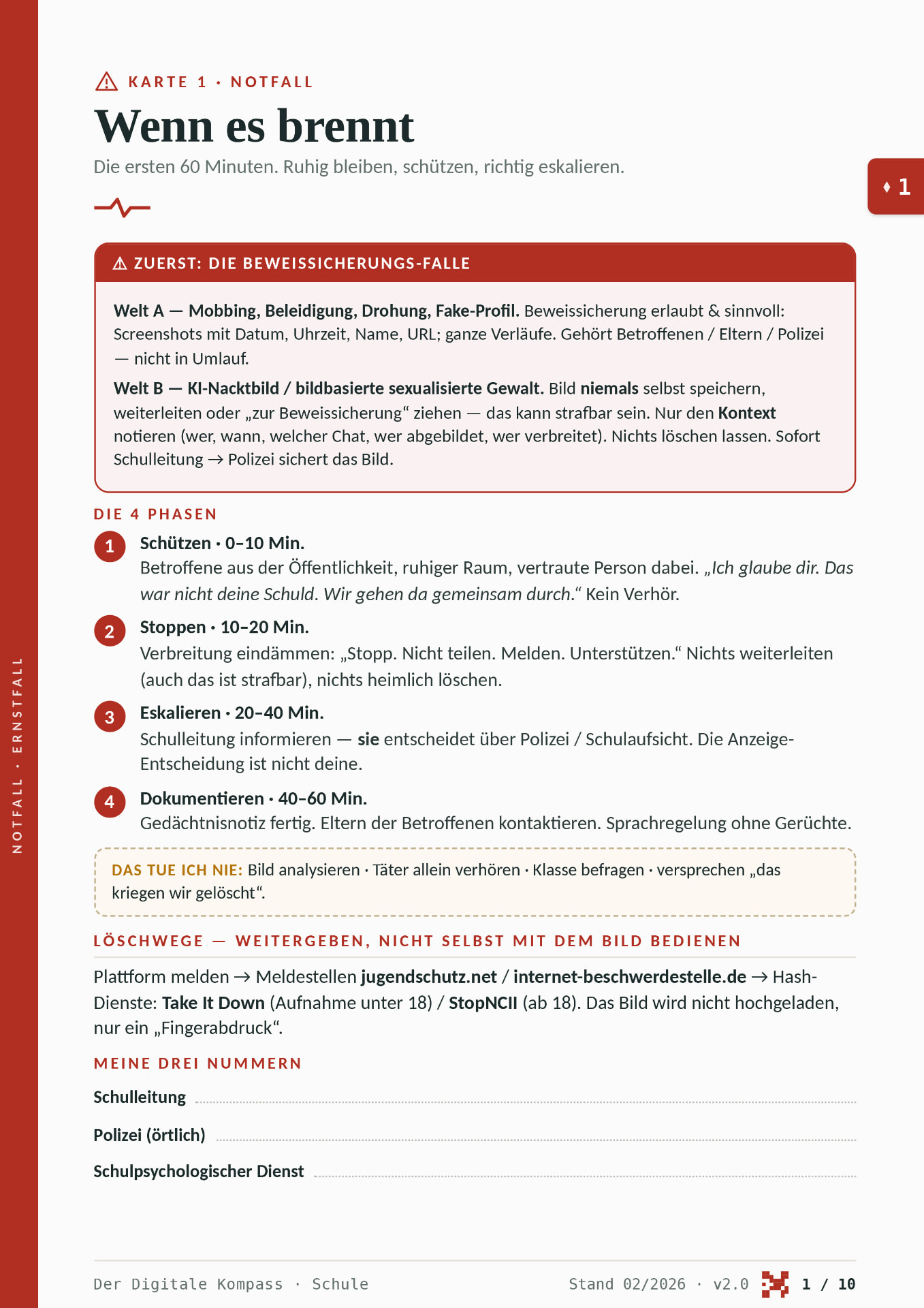 Karte 1 · Notfall — Wenn es brennt
